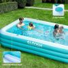 SLOOSH Inflatable Pool for Adults with Seats, 120″ x 72″ x 22″ Full-Sized Blow Up Durable Thickened Above Ground Family Pool, Large Swimming Pools for Backyard Garden Lawn Summer Water Party, Blue(Cyan)