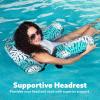 SLOOSH Pool Floats Chairs Adult,Inflatable Pool Lounge,Plant Pattern Floating Mat Hammock,Blow up Water Chairs Noodles rafts for Party Summer Water Beach Fun(Green leaves)