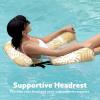 SLOOSH Pool Floats Chairs Adult,Inflatable Pool Lounge,Plant Pattern Floating Mat Hammock,Blow up Water Chairs Noodles rafts for Party Summer Water Beach Fun(Champagne leaves)