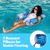 SLOOSH Pool Floats Chairs Adult,Inflatable Pool Lounge,Plant Pattern Floating Mat Hammock,Blow up Water Chairs Noodles rafts for Party Summer Water Beach Fun(Blue leaves)