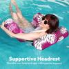SLOOSH Pool Floats Chairs Adult,Inflatable Pool Lounge,Plant Pattern Floating Mat Hammock,Blow up Water Chairs Noodles rafts for Party Summer Water Beach Fun(Pink leaves)