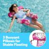 SLOOSH Pool Floats Chairs Adult,Inflatable Pool Lounge,Plant Pattern Floating Mat Hammock,Blow up Water Chairs Noodles rafts for Party Summer Water Beach Fun(Pink leaves)