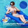 SLOOSH Pool Floats Lounger Adult, Fabric Pool Floaties Lounge Convertible 2-in-1 Floating Water Floaty with Cup Holders Adjustable Backrest Recliner for Pool Party(Dark Blue)