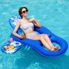 SLOOSH Pool Floats Lounger Adult, Fabric Pool Floaties Lounge Convertible 2-in-1 Floating Water Floaty with Cup Holders Adjustable Backrest Recliner for Pool Party(Dark Blue)