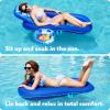 SLOOSH Pool Floats Lounger Adult, Fabric Pool Floaties Lounge Convertible 2-in-1 Floating Water Floaty with Cup Holders Adjustable Backrest Recliner for Pool Party(Dark Blue)