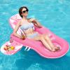SLOOSH Pool Floats Lounger Adult, Fabric Pool Floaties Lounge Convertible 2-in-1 Floating Water Floaty with Cup Holders Adjustable Backrest Recliner for Pool Party(Pink)