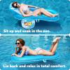 SLOOSH Pool Floats Lounger Adult, Fabric Pool Floaties Lounge Convertible 2-in-1 Floating Water Floaty with Cup Holders Adjustable Backrest Recliner for Pool Party(Blue)
