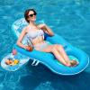 SLOOSH Pool Floats Lounger Adult, Fabric Pool Floaties Lounge Convertible 2-in-1 Floating Water Floaty with Cup Holders Adjustable Backrest Recliner for Pool Party(Blue)