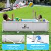 SLOOSH Rectangular Above Ground Pool – 10ft x 6.8ft x 26inch Outdoor Frame Above Ground Swimming Pool Set Kiddie Pool for Kids Adults with Filter Pump