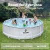 SLOOSH Round Above Ground Pool – 12ft x 30inch Outdoor Round Frame Above Ground Swimming Pool Set for Kids Adults with Filter Pump(12ft x 30inch)