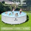 SLOOSH Round Above Ground Pool – 12ft x 30inch Outdoor Round Frame Above Ground Swimming Pool Set for Kids Adults with Filter Pump(15ft x 42inch)