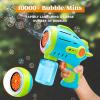 Sloosh 10 Holes Bubble Gun for Kids, Bubble Machine Gun for Toddlers 1-3, Automatic Light Up Airship Blower with 2 Bottles 4 Bags Refill Solution, Summer, Outdoor Toy, Party, Easter, Gift