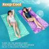 Sloosh 3 Pack Inflatable Pool Mat Swimming Pool Mattress Float Lounge with Headrest, Pool Float Air Mat for Adults 64×32 inch(Green/Purple/Yellow)