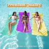 Sloosh 3 Pack Inflatable Pool Mat Swimming Pool Mattress Float Lounge with Headrest, Pool Float Air Mat for Adults 64×32 inch(Green/Purple/Yellow)
