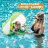Sloosh Baby Swimming Floats with Removable Sun Canopy, Inflatable Baby Pool Float, Sea Turtle Design Infant Swim Float Ring Swimming Pool Accessories for Age 6-36 Months(Small)
