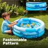 Sloosh Inflatable Kiddie Pool, 34″x10″ Blow Up Kid Swimming Pool,3 Rings Blue Baby Pool for Toddler,Play Pit for Dog with Geometric Pattern for Summer Water Party Backyard Garden(Fish)(Fish)