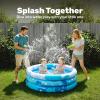Sloosh Inflatable Kiddie Pool, 34″x10″ Blow Up Kid Swimming Pool,3 Rings Blue Baby Pool for Toddler,Play Pit for Dog with Geometric Pattern for Summer Water Party Backyard Garden(Fish)(Fish)