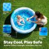 Sloosh Inflatable Kiddie Pool, 34″x10″ Blow Up Kid Swimming Pool,3 Rings Blue Baby Pool for Toddler,Play Pit for Dog with Geometric Pattern for Summer Water Party Backyard Garden(Fish)(Fish)