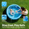 Sloosh Inflatable Kiddie Pool, 34″x10″ Blow Up Kid Swimming Pool,3 Rings Blue Baby Pool for Toddler,Play Pit for Dog with Geometric Pattern for Summer Water Party Backyard Garden(Fish)(Whale)
