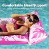 Sloosh Inflatable Pool Floats Adults – Large Pool Float Tanning Raft with Headrest, Keep Cool Above Water Swimming Pool Floaties Beach Lake Party Supplies(Pink)