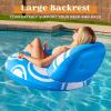 Sloosh Inflatable Pool Floats Lounger – Pool Floaties Blow Up Air Sofa Floating Chair with Big Backrest, Heavy Duty River Tubes Summer Lake Beach Water Float Raft Floaty for Adults (Blue White)(Blue White)