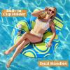 Sloosh Inflatable Pool Floats Lounger – Pool Floaties Blow Up Air Sofa Floating Chair with Big Backrest, Heavy Duty River Tubes Summer Lake Beach Water Float Raft Floaty for Adults (Blue White)(Blue Yellow)