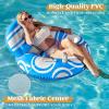 Sloosh Inflatable Pool Floats Lounger – Pool Floaties Blow Up Air Sofa Floating Chair with Big Backrest, Heavy Duty River Tubes Summer Lake Beach Water Float Raft Floaty for Adults (Blue White)(Blue White)