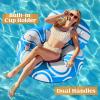 Sloosh Inflatable Pool Floats Lounger – Pool Floaties Blow Up Air Sofa Floating Chair with Big Backrest, Heavy Duty River Tubes Summer Lake Beach Water Float Raft Floaty for Adults (Blue White)(Blue White)