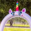 Sloosh Inflatable Ride a Unicorn Costume Sprinkler Arch – Water Toys Sprinkler for Kids Outdoor Play, Summer Water Party Supplies Backyard Outside Games Activities 82″×65”