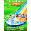 Sloosh Triple Water Slide with 3 BodyBoards, 22.5FT Lawn Water Slip Splash Pad Slide Summer Toy with Build in Advanced Sprinkler for Kids Adults Backyard Summer Water Fun(18FT)