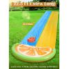 Sloosh Water Slides with 2 Inflatable Boards,22.5ft Double Lane Splash Slip Lawn Water Slide with Advanced Sprinklers Summer Toy for Kids Adults Fun Backyard Summer Outdoor, Shark(Orange)