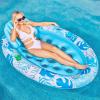 Inflatable Tanning Pool Floats Adult – Sloosh Oval Tanning Float Lounger for Adults Raft, Sunbathing Lounge Cool Water Party Toys Lake Beach Swimming Pool Sun Tan Tube with Backrest Cup Holders (Blue)(Blue)