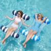 SLOOSH 2 Packs Hammock Pool Floats Adults, 4-in-1 Multi-Purpose Inflatable Pool Floats PVC Water Hammock Lounge Floaties(Strip-Blue  Navyblue)