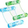 SLOOSH 2 Packs Hammock Pool Floats Adults, 4-in-1 Multi-Purpose Inflatable Pool Floats PVC Water Hammock Lounge Floaties(Tropical Leaves-Blue Green)