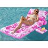 SLOOSH Adjustable Backrest Pool Floats – Tropical Leaves Pool Lounger Floaties Adults with Cup Holders, Inflatable Tanning Float Rafts Chair Beach Lake Lounge Floating Above Water Keep Cool (Pink)(Pink)