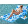 SLOOSH Adjustable Backrest Pool Floats – Tropical Leaves Pool Lounger Floaties Adults with Cup Holders, Inflatable Tanning Float Rafts Chair Beach Lake Lounge Floating Above Water Keep Cool (Pink)(Blue)