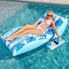SLOOSH Inflatable Pool Floats Adult – Extreme Comfort Pool Lounge Chair with Detachable Cup Holder, Heavy Duty Lounger Floating Recliner Blow Up Floaties Water Floaty Lake Beach Tanning Float(Blue)
