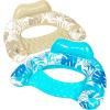 SLOOSH Inflatable Pool Floats Adult,2 Pack Pool Chairs with Cup Holders,Blow up Floats Chair,Hammock Noodle Mat for Relaxing Summer Water Fun Swimming Party Beach(Leaves Design Blue Champagne)