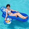 SLOOSH Pool Floats Lounger Adult, Fabric Pool Floaties Lounge Convertible 2-in-1 Floating Water Floaty with Cup Holders Adjustable Backrest Recliner for Pool Party(Dark Blue)