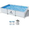 SLOOSH Rectangular Above Ground Pool – 10ft x 6.8ft x 26inch Outdoor Frame Above Ground Swimming Pool Set Kiddie Pool for Kids Adults with Filter Pump