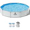 SLOOSH Round Above Ground Pool – 12ft x 30inch Outdoor Round Frame Above Ground Swimming Pool Set for Kids Adults with Filter Pump(10ft x 30inch)