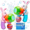 Sloosh 2 Packs Easter Bunny Bubble Gun for Toddlers 3+, Light Up Bunny Bubble Blower with 12 Refill Solution for Kids Ages 4-8, Birthday Party Gifts, Outdoor, Easter