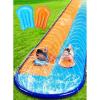 Sloosh 22.5FT Double Water Slides, Heavy Duty Lawn Slide with Sprinkler and 2 Inflatable Boards Backyard Yard Lawn Summer Outdoor Water Toy for Kids Adults(22.5FT)