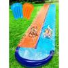 Sloosh 22.5FT Double Water Slides, Heavy Duty Lawn Slide with Sprinkler and 2 Inflatable Boards Backyard Yard Lawn Summer Outdoor Water Toy for Kids Adults(32.5FT)