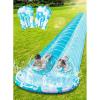Sloosh 22.5ft Double Water Slide, Heavy Duty Lawn Water Slide with Sprinkler and 2 Slip Inflatable Boards for Summer Yard Lawn Outdoor Water Play Activities,Light Blue