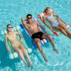 Sloosh 3 Pack 4-in-1 Inflatable Pool Floats – Water Hammock Lounges, Multi-Purpose Swimming Pool Accessories (Saddle, Lounge Chair, Drifter) for Pool, Lake, Outdoor, Beach(Cyan/Red/Dark Blue)