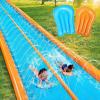 Sloosh Double Lane Water Slide,25ft x 6ft Heavy Duty Water Slip Lawn Slide with Sprinkler and 2 Inflatable Boards for Adult Kids Party Summer Yard Outdoor Play Activities