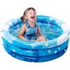 Sloosh Inflatable Kiddie Pool, 34″x10″ Blow Up Kid Swimming Pool,3 Rings Blue Baby Pool for Toddler,Play Pit for Dog with Geometric Pattern for Summer Water Party Backyard Garden(Fish)(Fish)