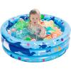 Sloosh Inflatable Kiddie Pool, 34″x10″ Blow Up Kid Swimming Pool,3 Rings Blue Baby Pool for Toddler,Play Pit for Dog with Geometric Pattern for Summer Water Party Backyard Garden(Fish)(Whale)