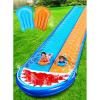 Sloosh Shark Double Water Slide, 22.5ft Heavy Duty Lawn Water Slip with Sprinkler Slide and 2 Slip Inflatable Boards for Party Summer Yard Lawn Outdoor Play Activities